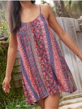 NATURAL LIFE Purple and Pink Floral Strappy Sundress